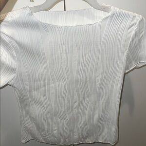 SHEIN White Short Sleeve Textured Wave Rib Tee